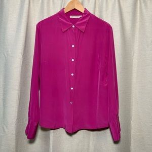 90’s Silk Dark Pink Button-up Blouse